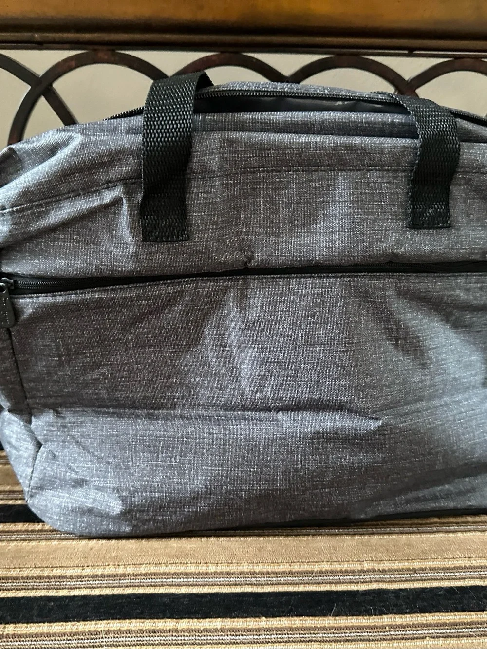 thirty-one Gray Duffel Bag with Black Webbing Handles